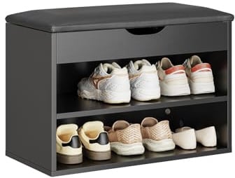 SoBuy Schuhbank mit Sitzbank 3-in-1 für Flur | Schuhregal mit Stauraum und Sitzbank, für kleine Wohnungen, Eingang, Flur und Schlafzimmer, FSR25-SCH