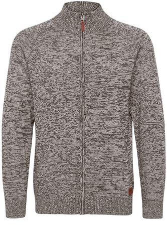 Blend BHDaniri Herren Strickjacke Cardigan Feinstrick mit Stehkragen Reißverschluss Rippbündchen Baumwollmischung Regular fit, Größe:L, Farbe:Pewter Mix (70817)
