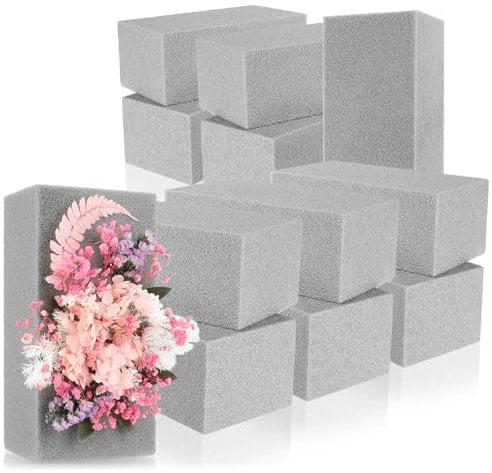 com-four® 12x Steckmasse für Blumengestecke - Steckschaum für Trockenblumen - Blumensteckschaum, Steckschwamm zum Basteln für Hochzeit und Geburtstag