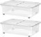 Muddy Hands Pack of 2 - Large Clear Plastic Storage Boxes with Lids & Wheels Under Bed Stackable Containers (32 Litre)