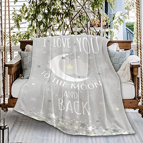 Naiagiri I Love You To The Moon And Back Sofa-Überwurf, Decke, Flanell, superweiche Fleecedecke, Heimdekoration, für alle Jahreszeiten, für Bett, Couch, 203 x 152 cm (Queen-Size), Erwachsene