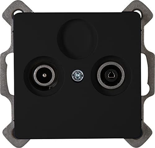 Kopp PARIS 2-fach Antennensteckdose - Matt-Schwarz - Hochwertige IP20 TV-Kabel-Steckdose - Stilvolle TV/RF Antennendose aus mattem Kunststoff - SAT-Dose für alle gängigen Antennensteckdosen