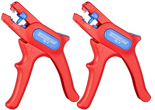 WEICON Wire Stripper No. 6 | 2-Pack | Approval up to 1000 Volt | VDE-Tested | Stripper | Stripping Tool | Stripping Tool for Round Cables 0.2-6mm² (24-10 AWG) | red | 100% Made in Germany