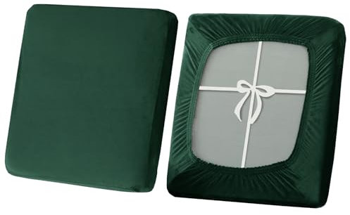 SYLC Sofa Sitzkissenbezug, Stretch Sitzkissenbezug rutschfest Mit Krawatten, Samt Überzüge Für Wohnwagen Polster Sitzbezüge Für Sofa(Green,Großer 2-Sitzer)