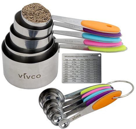 Vivco Measuring Cups & Spoon Set 13 Pieces Magnetic Measurment Chart