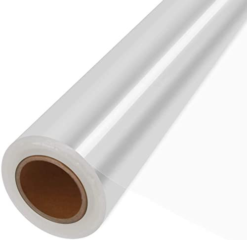 80CM x 30M Rouleau Plastique Transparent - 3 Mils Papier Cadeau Transparent, Rouleau Papier Transparent Fleuriste, Papier Transparent Emballage pour Paniers Cadeaux Fleurs Wrap (80CM Plier en 40CM)