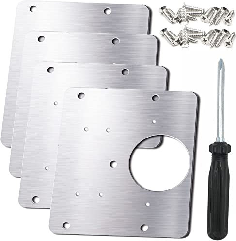 Nuyoah Scharnier Reparaturset Schrankscharnier Reparaturplatte Türscharnier Reparaturset Edelstahl Hinge Mounting Plate für Die Reparatur von Tür Schrank Wohnmöbel Schranktüren (4)