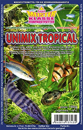 Fischfutter Frostfutter 100g Blister viele Sorten freie Auswahl für alle Zierfische und Marine Fische (MW) (Unimix Tropical 100g Blister)