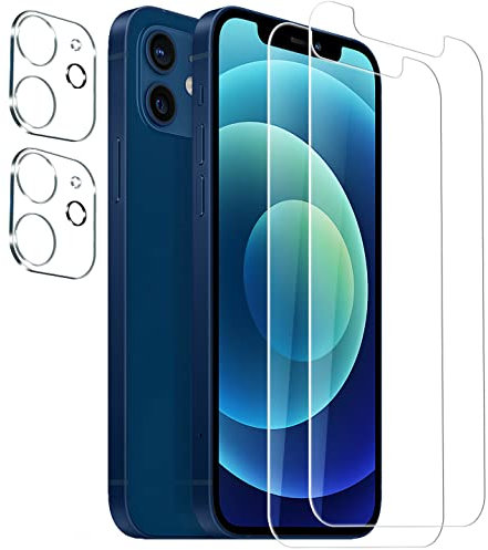 Mixroom - Film compatible avec iPhone XR de 2 pièces en verre trempé + 2 films d'appareil photo avec dureté totale 9H, anti-rayures, anti-empreintes