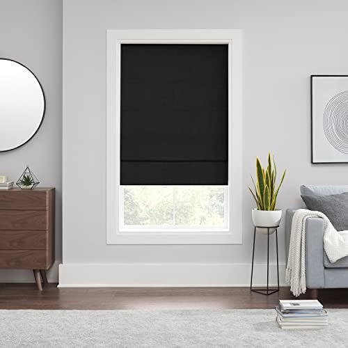 Eclipse Kylie Total Privacy Blackout Cordless Lined Window Roman Shade for Living Room, 35 in x 64 in, Black