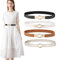 WERFORU 4 Stücke Dünne Gürtel Damen Elastische Taillengürtel Dehnbarer Kleid Gürtel mit Goldene Schnalle Schwarz/Braun/Weiß/Gold