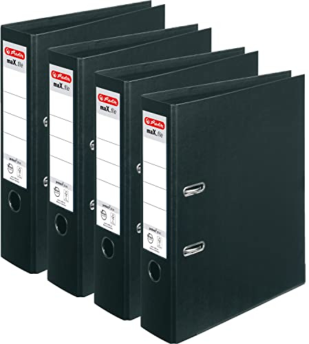 Herlitz Ordner maX.file protect+ A4, 8 cm (4er Pack | Schwarz)