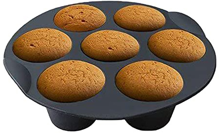 Gereton Silicone Muffin Pans, 7 Cups Muffin Tray Baking Pan Cupcake Pan, Cupcake Tray Silicone Molds, Air Fryer Accessories for 2.6-5.8L Airfryers, 3 Sizes