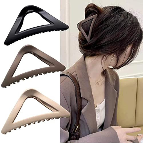 Fermaglio Capelli Donna Nero Clip Triangolari Opachi Mollette Per Capelli Grandi Pinze Per Capelli Donna Elegante Per Donne Ragazze (3 Pezzi)