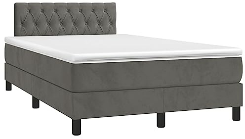 vidaXL Boxspringbett mit Matratze Dunkelgrau 120x200 cm Samt