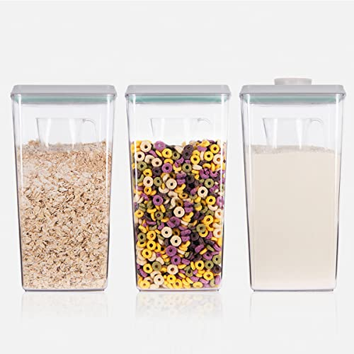 Ankou Luftdichter Pop-Müslibehälter, 3300 ml, jeder große Müslibehälter mit Schaufeln, Lebensmittelaufbewahrungsbehälter, perfekt für Müsli, Mehl, Spaghetti, Reis, Küche, Organisation von 3,5 qt