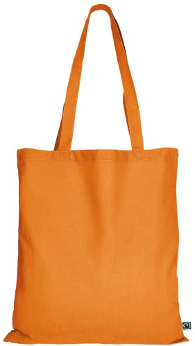 TEXXILLA 10er | 100er | 250er Pack Fairtrade Baumwolltasche - 14 Farben | mit Zwei Langen Henkeln | 38x42cm | Jutebeutel | Einkaufstasche | unbedruckt, Farbe:Mandarin, Menge:25
