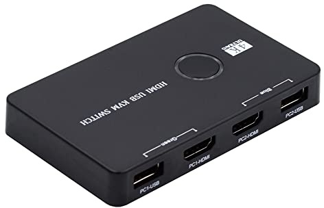 NFHK KVM USB 2.0 & HDMI 4K Switch Selector Dual PCs Sharing Monitor HDTV USB Port Keyboard Mouse Scanner Printer