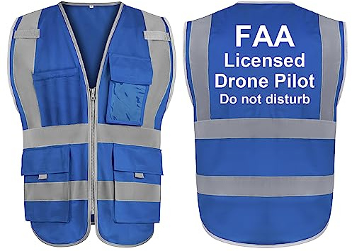 TopTie FAA Drone Pilot Vest Warnweste 9 Taschen Reflektierende Sicherheitsweste für Drohnenbetreiber, komfortabel und ungestört, Drohnenzubehör, erfüllt ANSI/ISEA-Standards