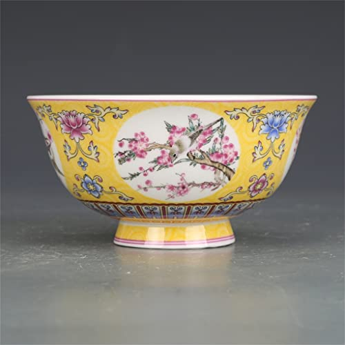 TEmkin Cuenco Pastel de Flores y pájaros, Cuenco de arroz de Porcelana Antigua, vajilla de colección de Porcelana Antigua, 2 uds.