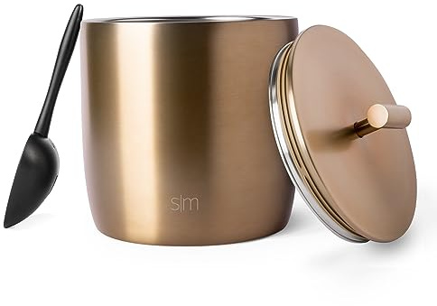 Simple Modern Vacuum Insulated Ice Bucket with Lid and Scoop | For Cocktail, Champagne, Wine, Beer, & Hosting | Stainless Steel 100oz Capacity for Large Parties | Rocks Collection | Metallic Gold