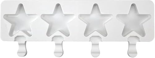 1 Packung niedliche Sterne Form Eis am Stiel Formen Silikon Eis Pop Formen 4 Mulden Popsicle Formen für Kinder Erwachsene Eisform Kuchen Eis Eis Form DIY Popsicle Maker Hausgemachte Eis am Stiel