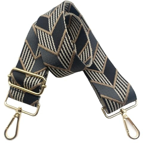 5cm Taschengurte Breit Taschengurte zum Wechseln, Verstellbarer Schultergurt für Tasche mit Goldener Karabiner Schulterriemen, Umhängegurt fur Damen Handtaschen Crossbody DIY Zubehör (Schwarz/Grau)