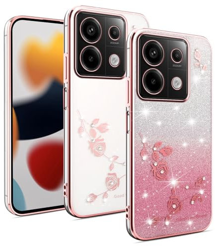 XINYEXIN Coque Paillettes pour Xiaomi Redmi Note 13 Pro 5G / Poco X6 5G, Étui Bling Pailleté pour Femmes et Filles, Housse de Téléphone Brillante Ultra-Fin Transparent Antichoc - Or Rose