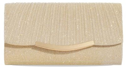 Kememo Gold Clutch Bag, Women's Clutches Evening Bags with Detachable Chain, Sequin Bag Envelope Handbags Purses for Women Bridal Prom Party Wedding