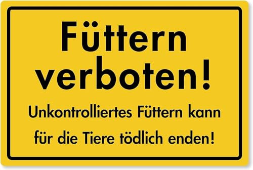 Generic Füttern verboten Hart-PVC Schild 30 x 20 cm (wetterfest, UV-Schutz, Schlicht)