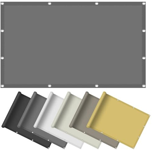 Toile Solaire Voile d'ombrage Rectangulaire 2 x 6 m Imperméable Protection UV 98% Toile d'ombrage pour Pergola Polyester pour Patio Jardin Terrasse, Gris Clair