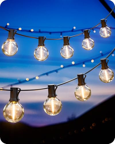 EDISHINE Lichterkette Außen 30M, LED Lichterkette Outdoor mit G40 50 + 2 Bruchsicher Glühbirnen, IP44 wasserdicht Lichterketten Aussen Strom für Terrasse, Garten, Balkon, Camping, Party, Hochzeiten