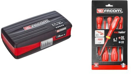 FACOM - Coffret de Douilles 1/4'' Carré 38 Outils Pièces - RL.NANO1PB - Clés à Cliquet, Tournevis & Jeu de 5 Tournevis Protwist Isolés 1000V - Tournevis - Vissage - AT5VE.PB