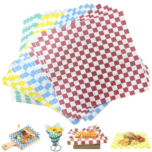 PIWOSGOL 120 Blatt fettdichtes Lebensmittel-Einwickelpapier,30 x 30 cm Wachspapier,Einweg Fettdichtes Papier,Antihaft Wachspapier Kuchenverpackungen,Geschenkpapier für Sandwich Burger Wrap Kuchen Brot