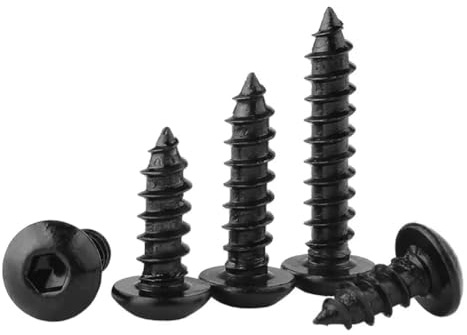 Yyyuluo M2/2.5 Vis à Tête Hexagonale Vis à Bois Noir 8.8 Grade Acier au Carbone Vis Autotaraudeuses Tête Cylindrique Mobilier Vis à Bois