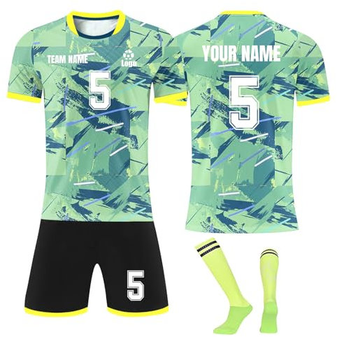 Fussball Trikot Set Personalisiert Mit Namen für Kinder und Erwachsene - Fussballtrikot Jungen - Trainingsanzug Kleidung