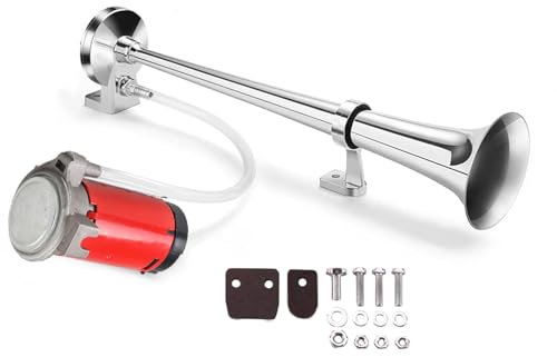 150 DB Universal Car Horn with Compressor, 12V Air Horn, Single Trumpet Air Horn, Super Loud Single Tube Air Horn, Compressor Air Horn, 12V 150 DB Compressor Air Horn for Truck/Boat/Train/Cars