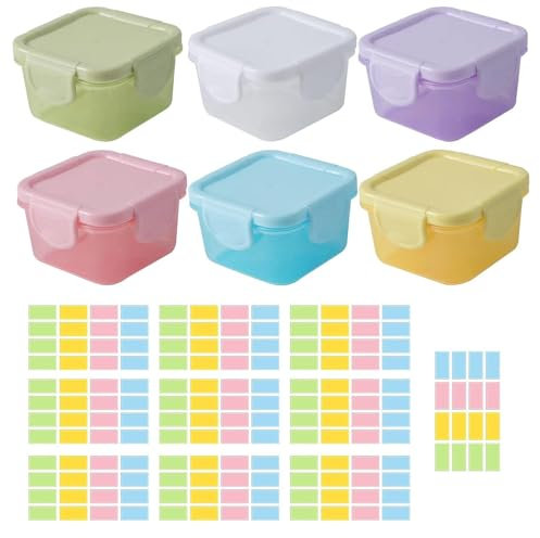 Mini Cajón Para Verduras De 6 Piezas, 32 Pegatinas Rectangulares De Colores, Pequeños Contenedores De Almacenamiento De Alimentos, Cajón Para Verduras Resistente Al Calor