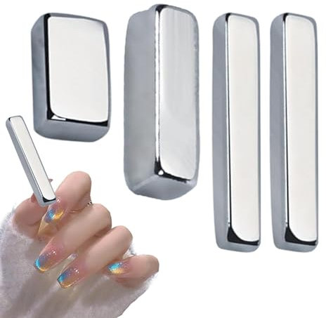 Rehmanniae Magnet für Cat-Eye-Gellack, 4-facher Gel-Nagellack-Magnet, Nageldesign-Werkzeug, magnetische Nagelstudio-Kunstwerkzeug für verschiedene Cat-Eye-Effekte, Silber