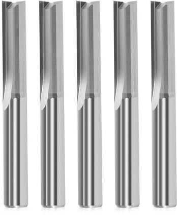 Trvoxviq 5 PCS Straight Two Flute Router Cutter Bit, 6 mm Shank, 6 mm Cut Diameter & 22mm Cut Length Wood Top Woodworking Milling Tools