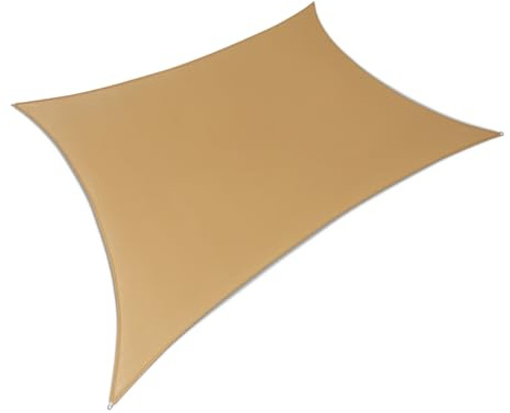 Amazon Basics Rechteckiges Sonnensegel 3m x 4m für Terrasse, Balkon oder Garten, Sonnenschutz mit mit D-Ringen, Sand, 1er-Pack