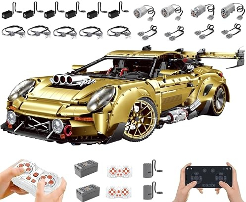 Technik Auto für Porschor GT3 RS, Mit 10 Motoren Set, 1:8 Groß Auto Modellbausatz, 3824 Teile MOC Klemmbausteine Rennauto Set, Automodell Sammlerstück Geschenk für Autofans, Keine Originalverpackung