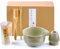 VIBINHO Matcha Kit, Te Matcha Kit de 5 Piezas con Chasen Bambu Matcha, Cuenco Te Matcha, 2 Cuchara Te Matcha Soporte de Batidor de Cerámica, Artisanale Traditionnelle, Regalo Ideal para Las Fiestas