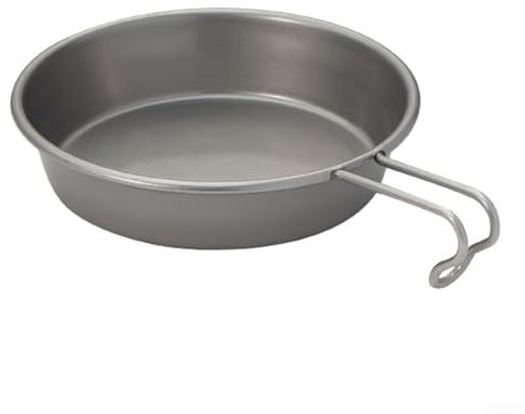 Jotekonoby Plato de camping de acero inoxidable con asa, vajilla portátil para exteriores, resistente al calor, plato de metal para picnic, senderismo, mochilero, barbacoa, 280 ml, plateado (gris)