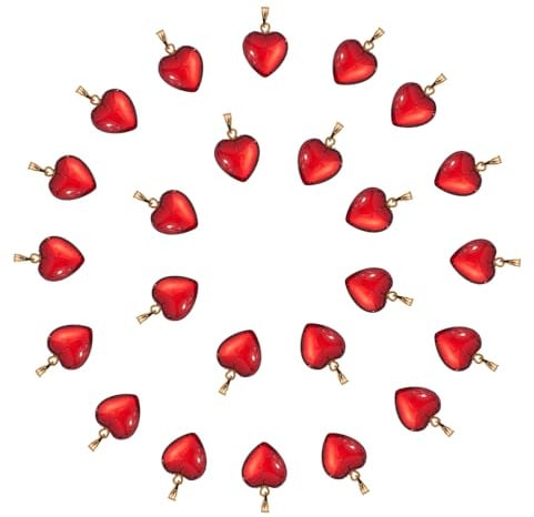 LUBINGSHINE 24pcs Heart Shape Glass Pendants, Red Love Heart Crystal Charms Pendant for Valentine's Day Necklace Bracelet Earrings Jewelry Making (Red 24pcs)