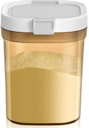 Aolso Milchpulverspender, 1800ML Milchpulver Aufbewahrung Behälter mit Löffel, Versiegelter PulverbehäLter, Anti-UV, Tragbarer Milchpulver-Kasten zur Aufbewahrung Milchpulver, Lebensmitteln,hellbraun