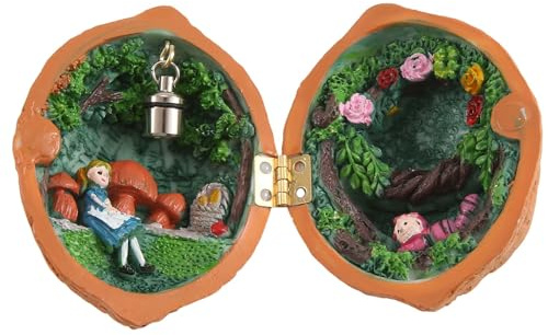 Agwuoetr Walnut Shell, Library,Handmade Walnut Shell Doll House, Resin Nut Secret 3D Scene,Resin Miniature,E