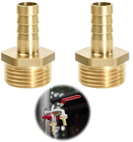 tiyiyok 2 Pièces Raccords de Tuyau en Laiton, Raccord Cannelé Adaptateur G1/2 Ag x 10 mm, Embout de Tuyau, Adaptateur Mâle à Filetage Extérieur, pour Tuyau de 10 mm de Diamètre Intérieur