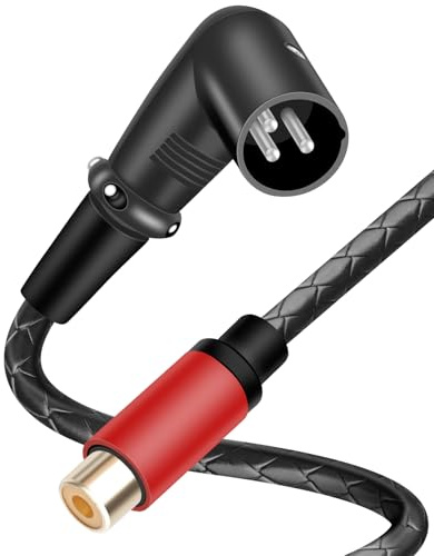 RIIEYOCA Cable 90 Grados 3 Pines XLR a RCA, Cable Adaptador de Audio XLR Macho en Ángulo Recto a RCA Hembra para Mezcladoras, Amplificadores, Reproductores, Micrófonos aprox. (1.8M)