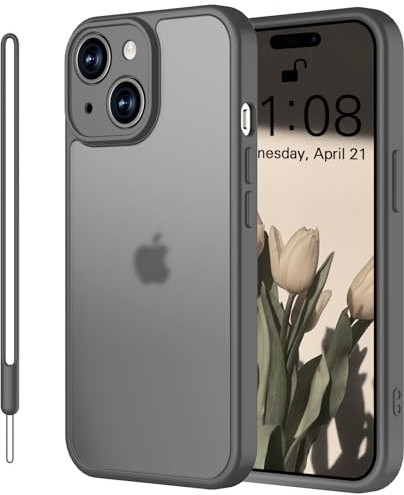 Mitetabo Handyhülle für iPhone 14 Hülle mit Kameraschutz und Anti-Fingerabdruck Durchscheinende Mattierte PC Rückseite Fallschutz nach Militärstandard Case für iPhone 14 TitaniumGrau